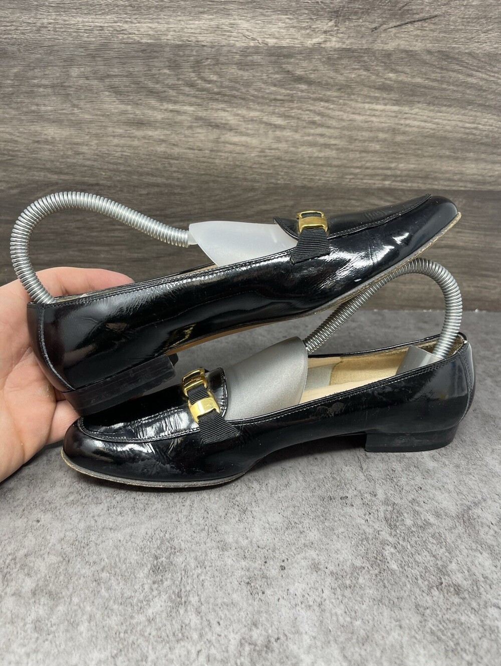 Salvatore Ferragamo Patent Leather Flats Shoes Womens Size 6.5 Black - Picture 7 of 10
